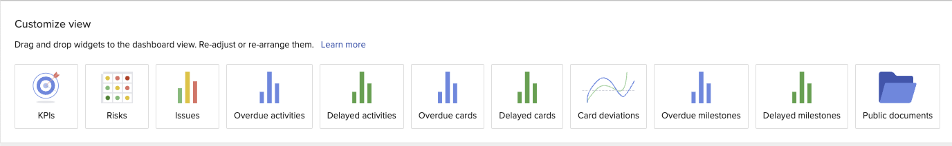 Customise the Project Reporting items with standardised templates.
