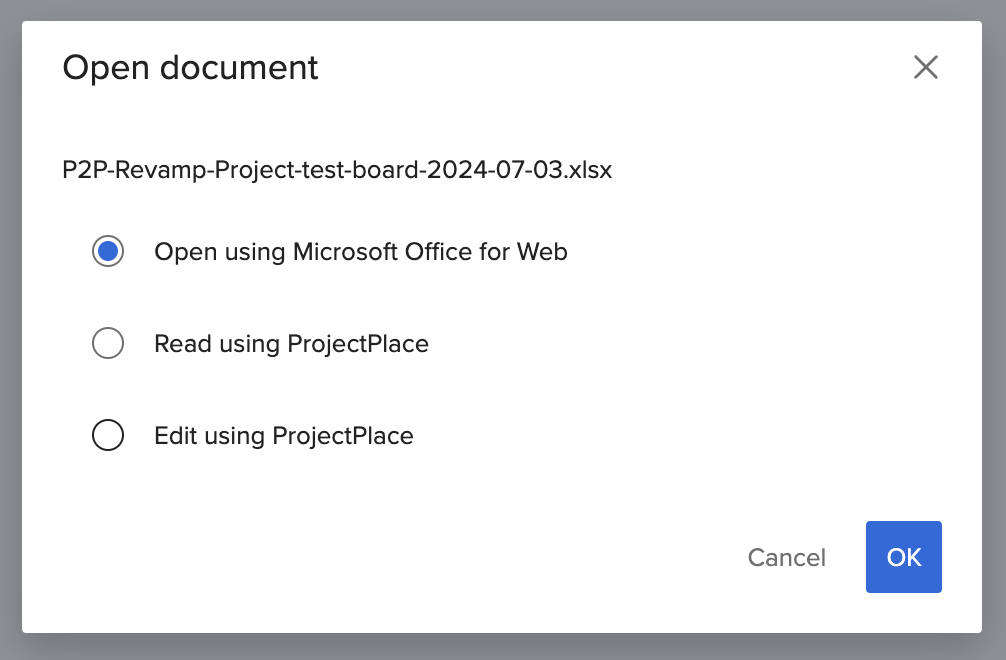 WIth ProjectPlace project management software you can edit the documents in your document repository live so that there is no need to upload and download different versions.