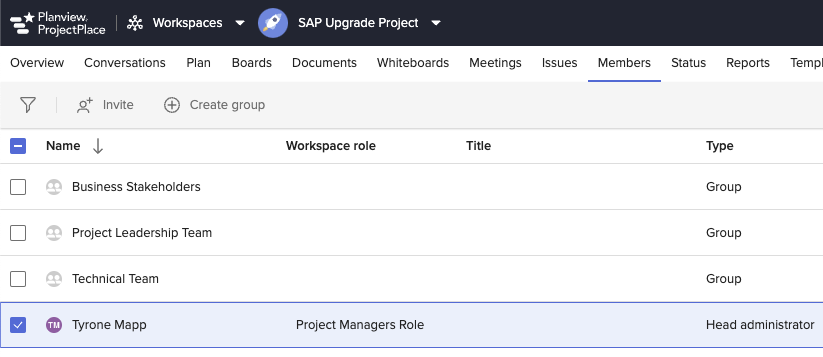 Manage user roles, groups and permissions for your Project Workspace