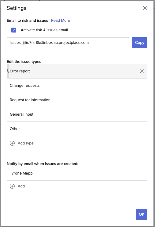 With ProjectPlace Risk and Issue management software you can manage multiple issue types to suit how you run projects, including the ability to manage change requests.