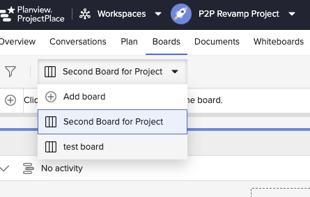 Every Project in ProjectPlace can have Multiple KanBan Boards