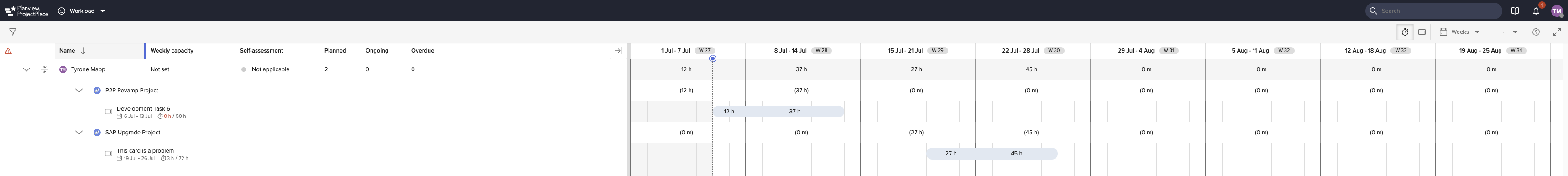 View resources, assigned tasks and a calendar of resource assignment